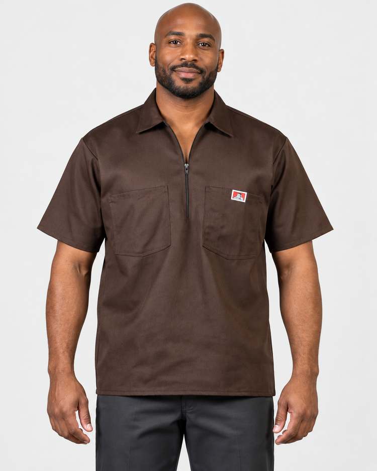 Ben Davis Short Sleeve Solid 1/2 Zip Shirt