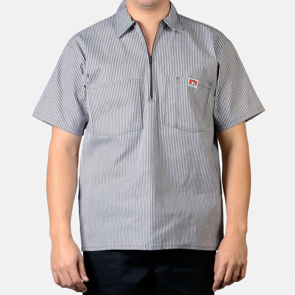 Ben Davis Short Sleeve Striped 1/2 Zip Shirt