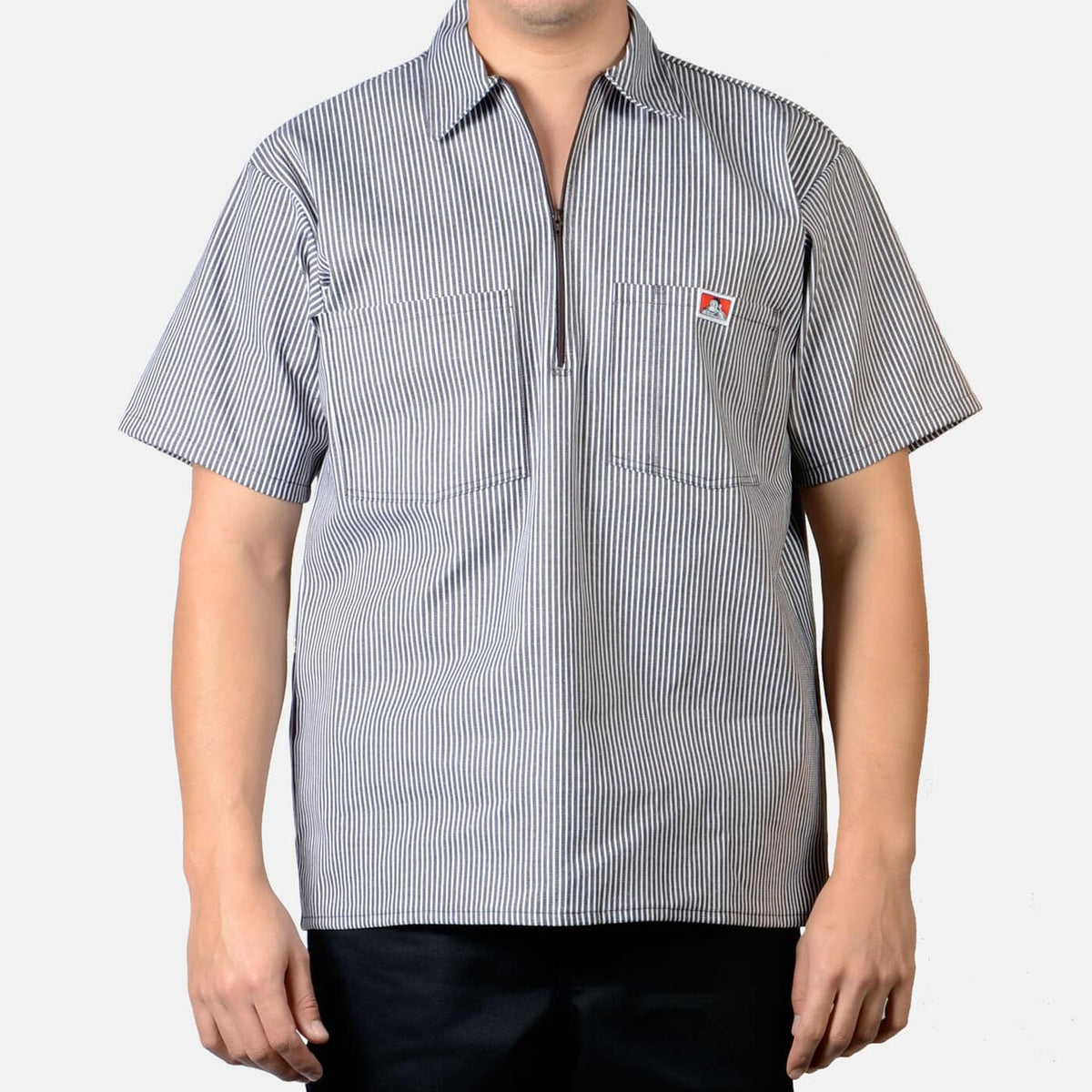 Ben Davis Short Sleeve Striped 1/2 Zip Shirt