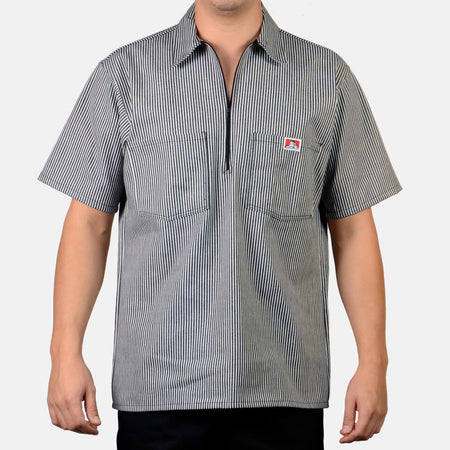 Ben Davis Short Sleeve Striped 1/2 Zip Shirt
