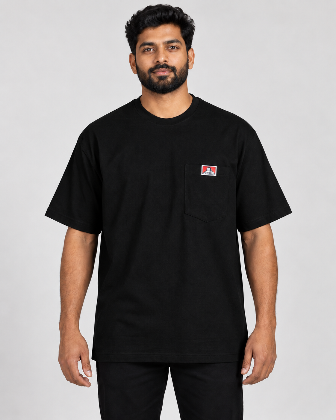 Black Ben Davis Heavy Duty pocket T-shirt on AI model