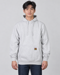 Ash Grey Ben Davis Heavyweight Pullover Hoodie on young adult AI male model