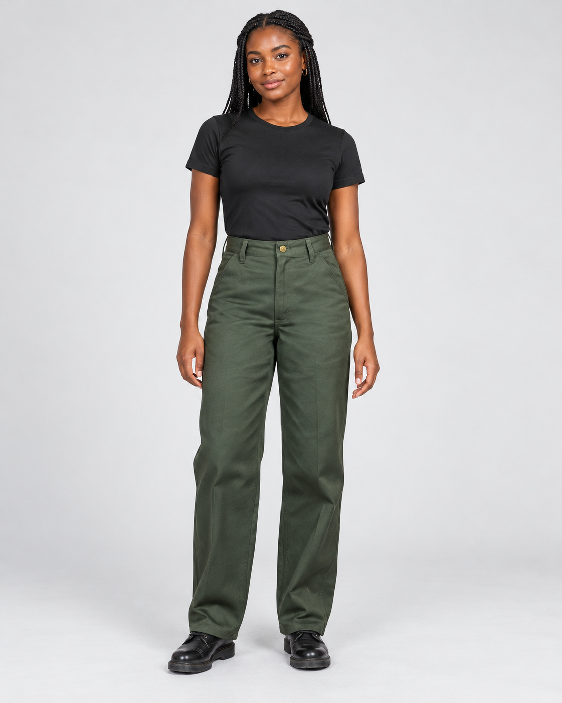 Olive Ben Davis Original Ben's Pants on original AI model original-bens-pants-olive