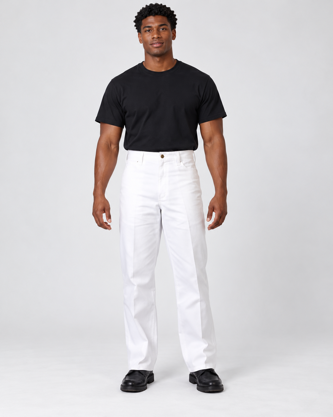 White Ben Davis original-bens-pants on original AI model original-bens-pants-white