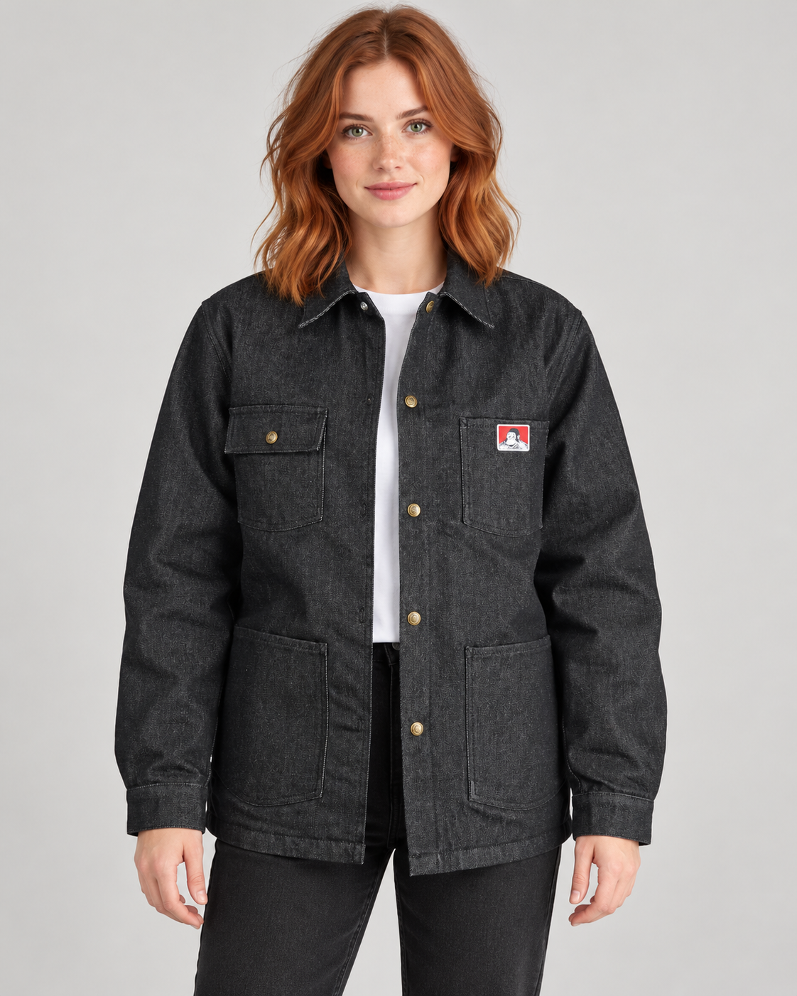 Black Denim Ben Davis Original Style Jacket on original AI model orig-black-denim