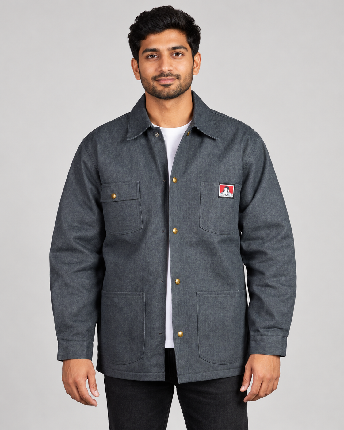 Charcoal Heather Ben Davis Original Style Jacket on original AI model orig-charcoal