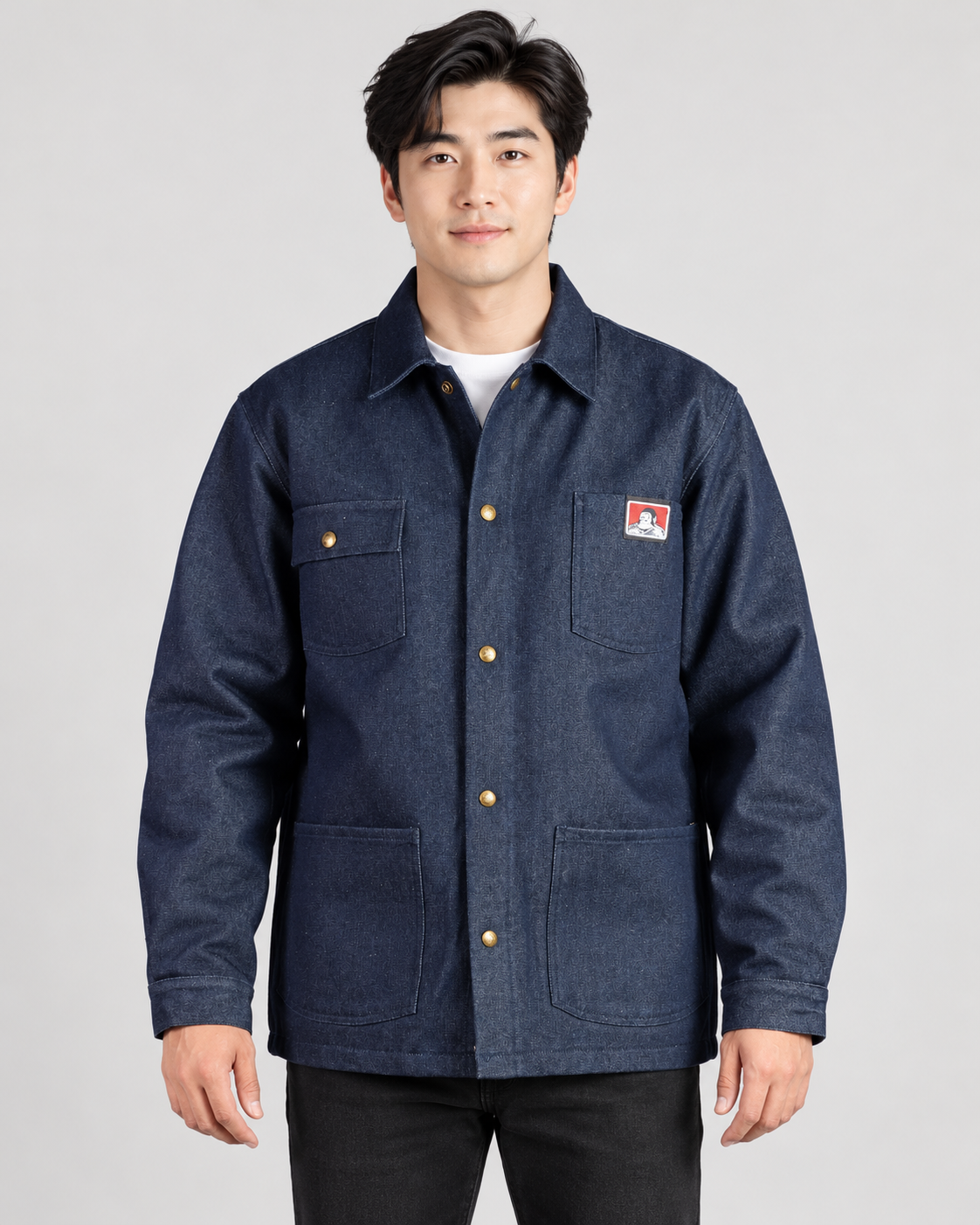 Indigo Denim Ben Davis Original Style Jacket on original AI model orig-indigo