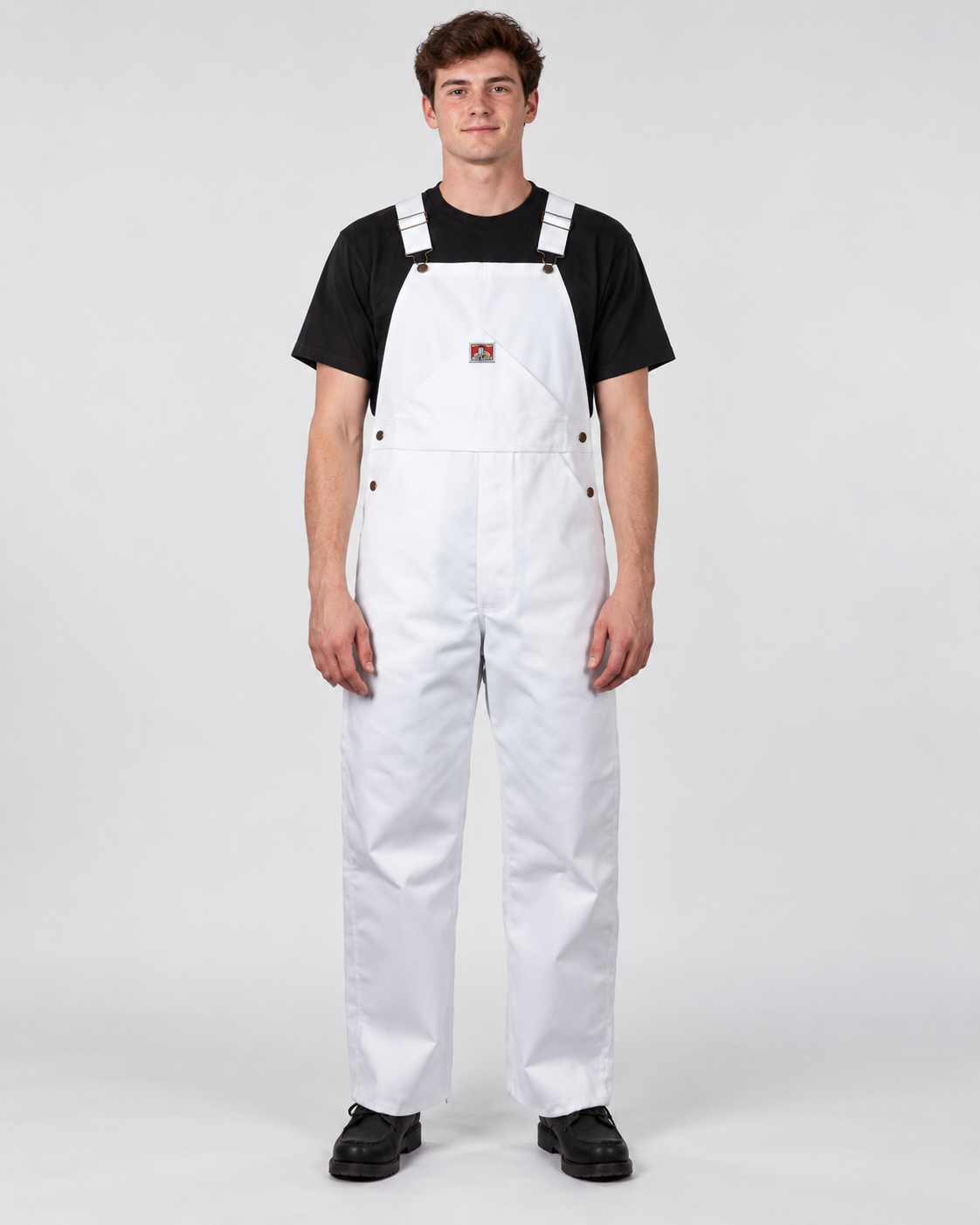 White Ben Davis painter-overalls on original AI model painter-overalls-white-2
