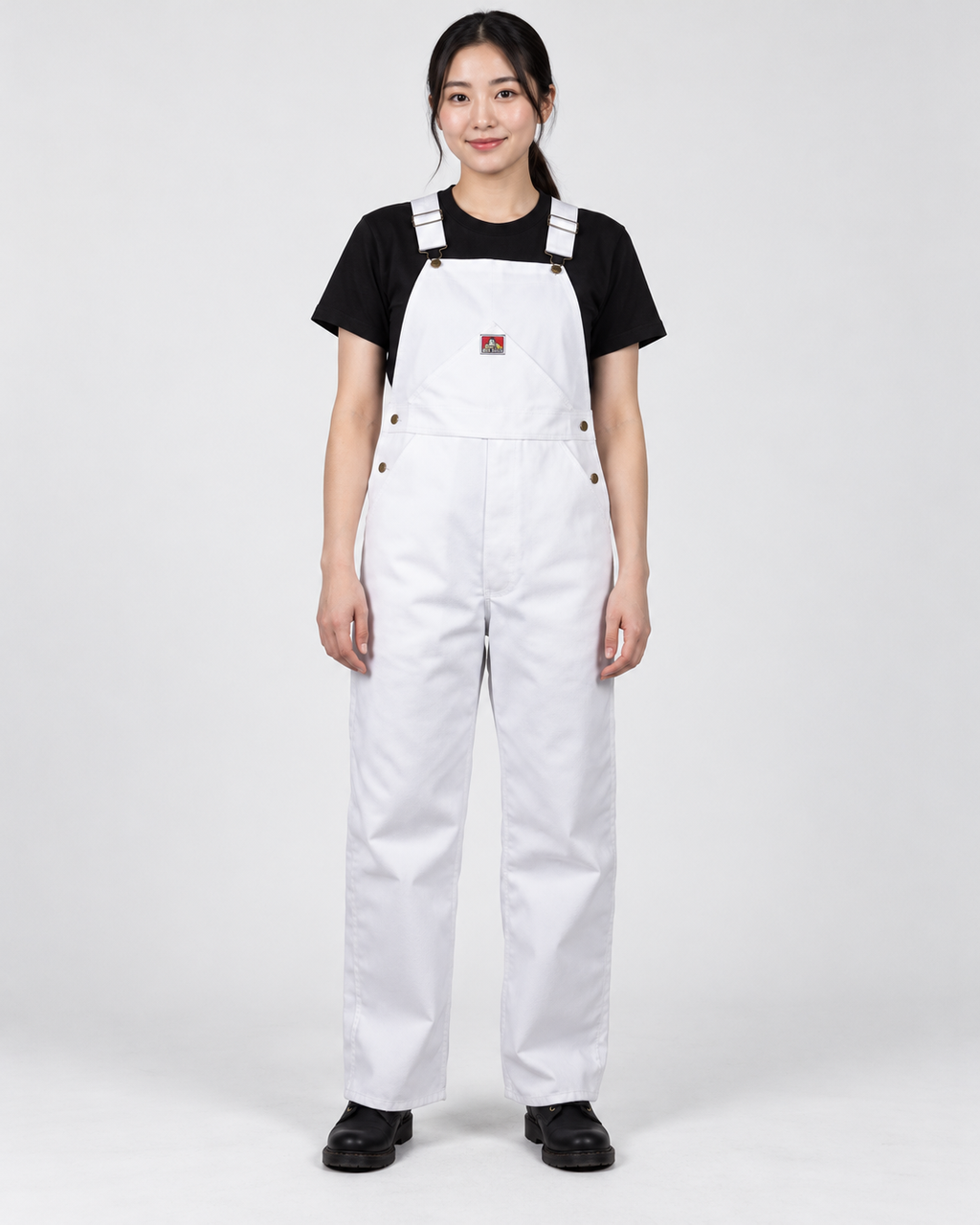 White Ben Davis painter-overalls on original AI model painter-overalls-white-3