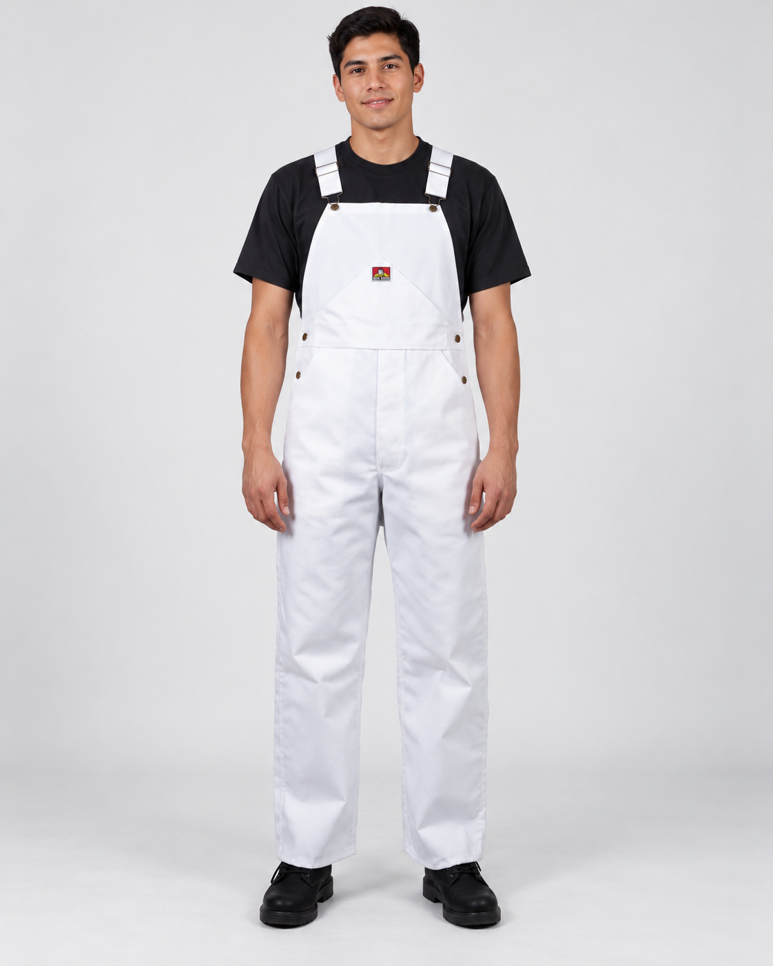 White Ben Davis painter-overalls on original AI model painter-overalls-white